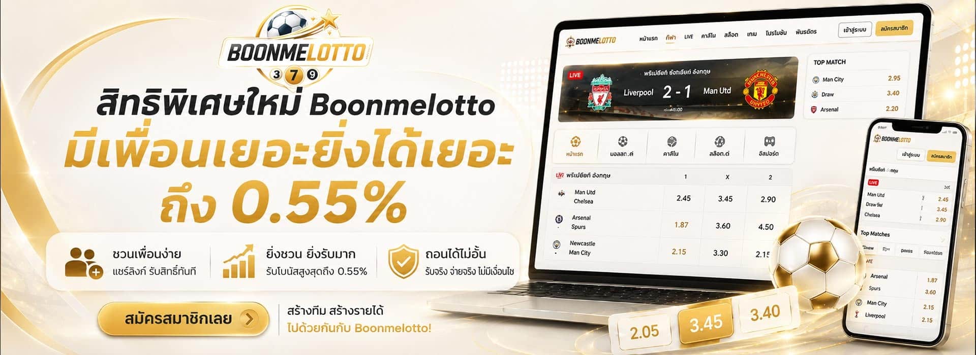 สิทธิพิเศษใหม่ Boonmelotto มีเพื่อนเยอะยิ่งได้เยอะถึง 0.55%